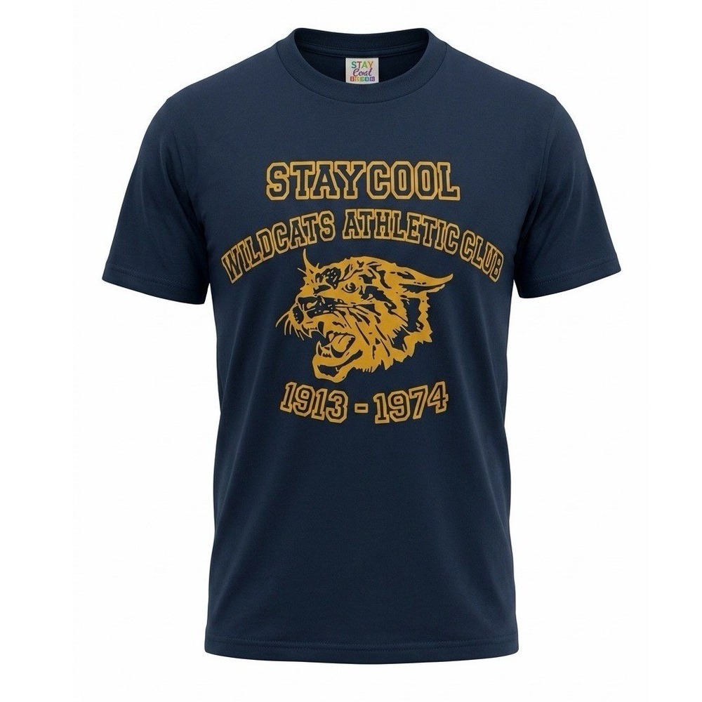 Staycool Wildcats Athletic Club Navy Blue Graphic T-Shirt Mens Small S